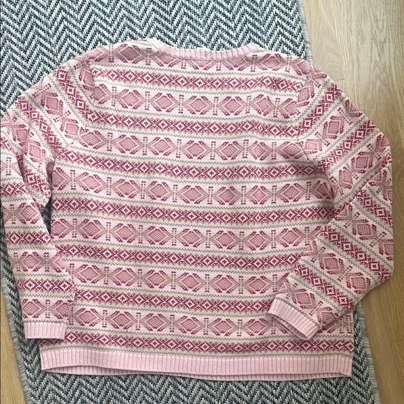 L.L. Bean Pink Patterned Crew Neck Sweater XL - Picture 4 of 6
